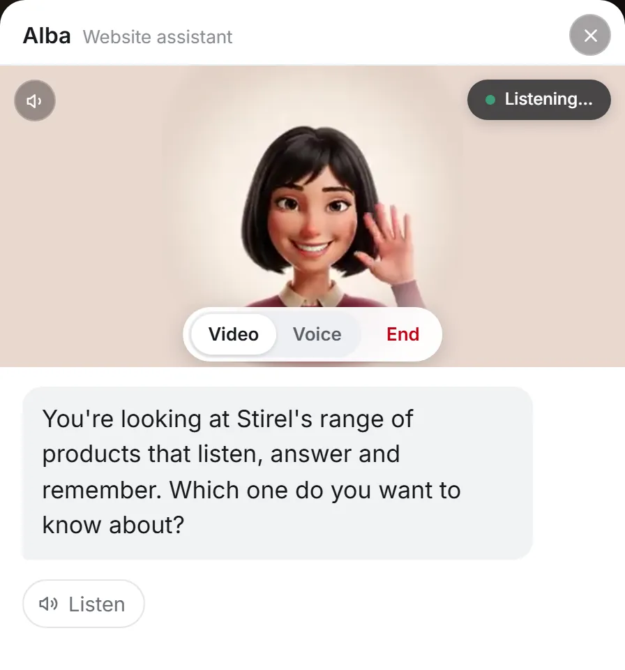 Alba listening during a voice call on stirel.com
